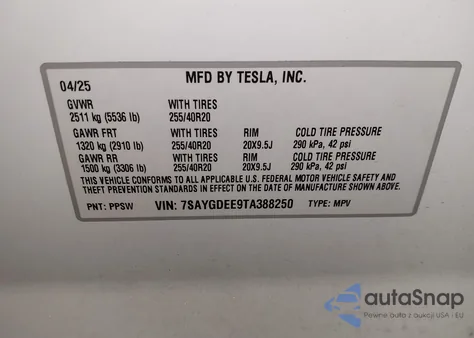 2026 Tesla Model Y Long Range Dual Motor All-Wheel Drive/Long Range Launch Series from USA, damaged, VIN 7SAYGDEE9TA388250